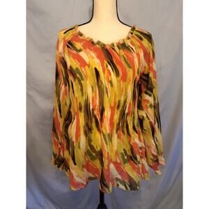 JM Collection Pleated Ruffled Blouse